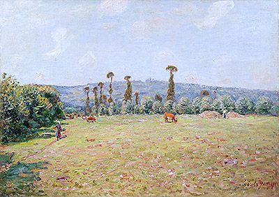 The Hills of La Bouille in Normandy - Morning | Alfred Sisley | Painting Reproduction
