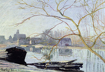 Le Loing-gelee Blanche, 1889 | Alfred Sisley | Gemälde Reproduktion