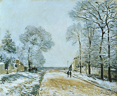 The Road, Snow Effect, Marly-le-Roi, 1876 | Alfred Sisley | Gemälde Reproduktion
