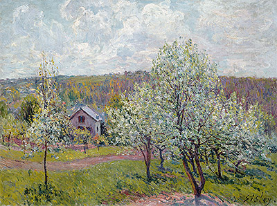 Spring in the Environs of Paris, Apple Blossom, 1879 | Alfred Sisley | Painting Reproduction
