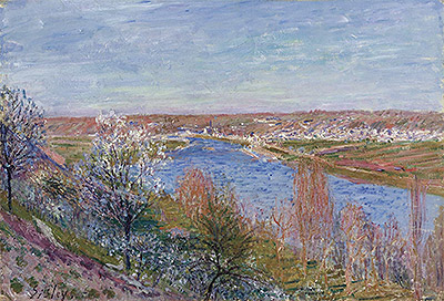 The Village of Champagne at Sunset - April, 1885 | Alfred Sisley | Painting Reproduction