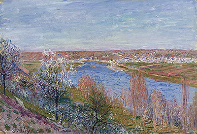 The Village of Champagne at Sunset - April | Alfred Sisley | Painting Reproduction