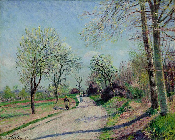 Straße von Veneux nach Moret - Frühlingstag | Alfred Sisley | Gemälde Reproduktion