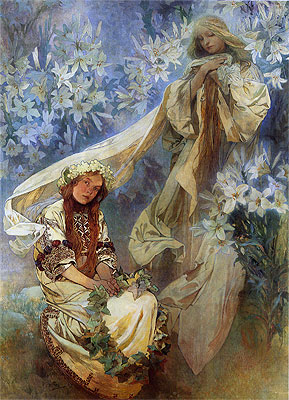 Madonna of the Lilies, 1905 by Alphonse Mucha | Painting Reproduction