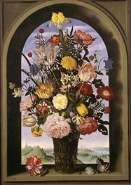 Bouquet in an Arched Window, c.1618 by Ambrosius Bosschaert | Painting Reproduction