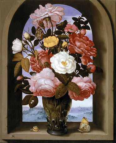 Still Life with Roses in a Berkemeijer Glass, n.d. | Ambrosius Bosschaert | Painting Reproduction