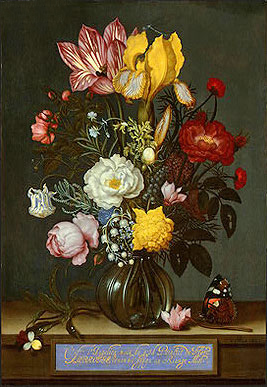 Bouquet of Flowers in a Glass Vase, 1621 | Ambrosius Bosschaert | Gemälde Reproduktion