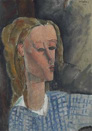 Beatrice Hastings with Plaid Shirt, 1916 by Modigliani | Painting Reproduction