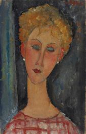 The Blonde with the Earrings, c.1918/19 by Modigliani | Painting Reproduction