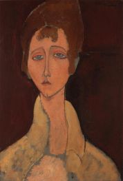 Frau mit weißer Bluse, 1917 von Modigliani | Gemälde-Reproduktion