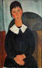 Elvira with White Collar, c.1917/18 by Modigliani | Painting Reproduction