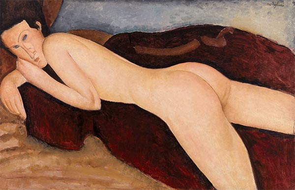 Reclining Nude from the Back (Nu couche de dos), 1917 | Modigliani | Painting Reproduction