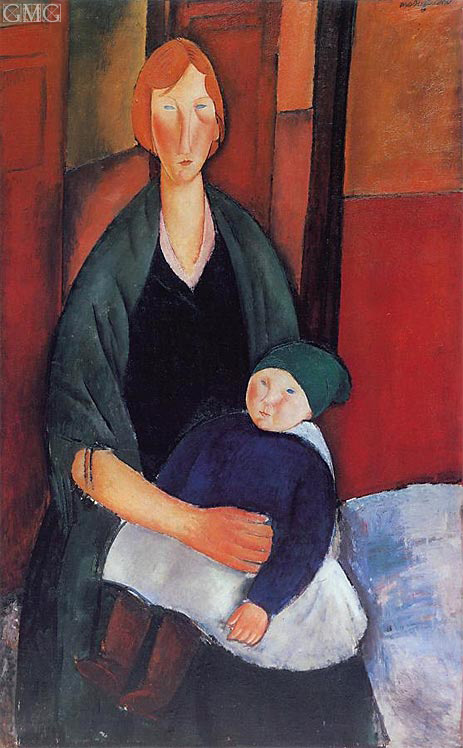 Sitzende Frau mit Kind, 1919 | Modigliani | Gemälde Reproduktion