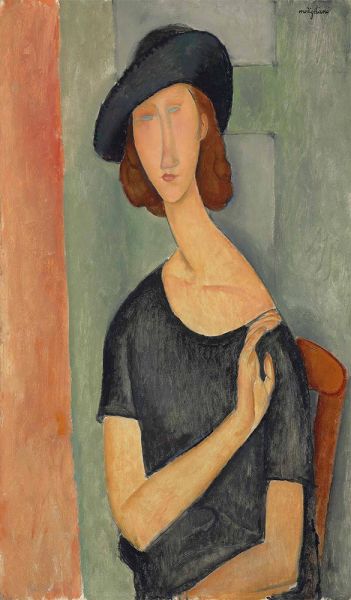 Jeanne Hebuterne im Hut, 1919 | Modigliani | Gemälde Reproduktion