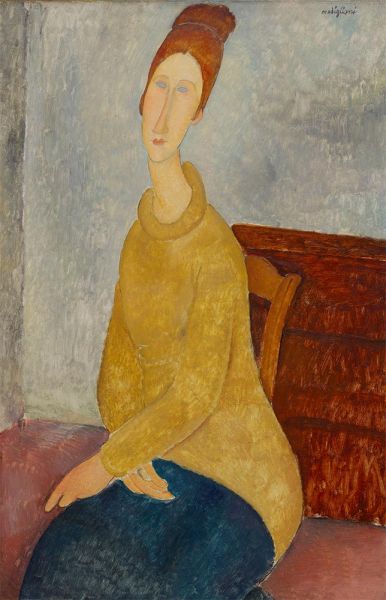 Jeanne Hebuterne with Yellow Sweater, c.1918/19 by Modigliani | Painting Reproduction
