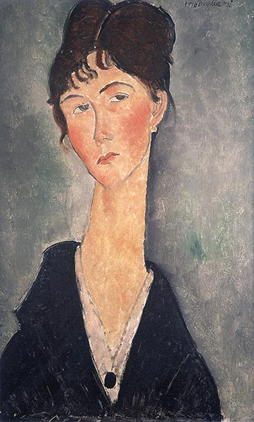 Bust of a Woman with a Necklace, 1918 | Modigliani | Gemälde Reproduktion