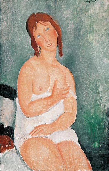 Junge Frau im Hemd, 1918 | Modigliani | Gemälde Reproduktion