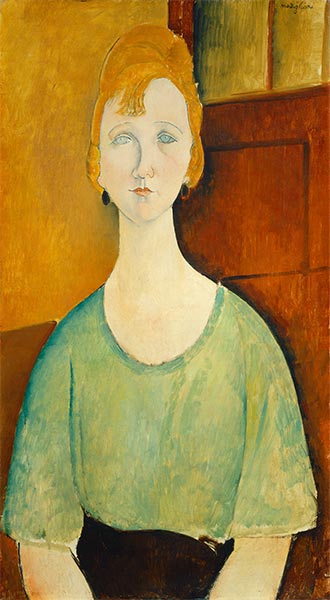 Mädchen in grünen Bluse, 1917 | Modigliani | Gemälde Reproduktion