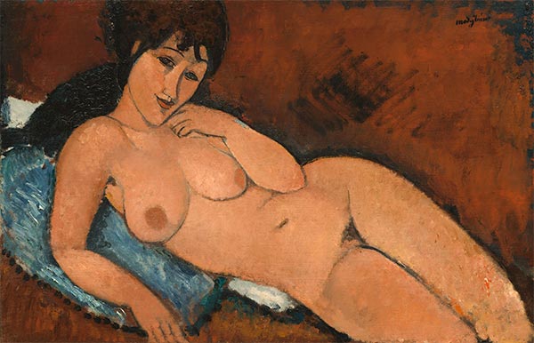 Akt auf blauen Kissen, 1917 | Modigliani | Gemälde Reproduktion