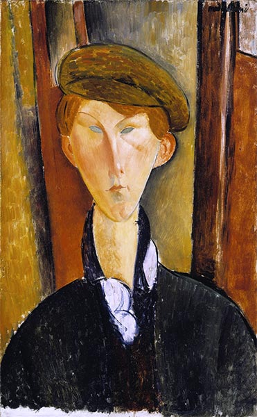 Junger Mann mit Mütze, 1919 | Modigliani | Gemälde Reproduktion