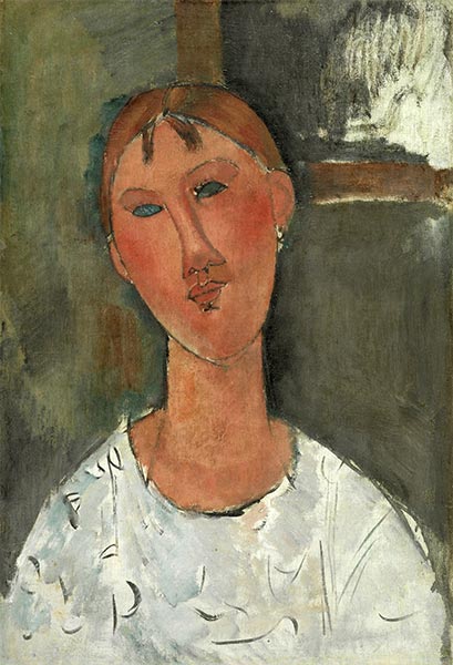 Mädchen im weißen Hemd, c.1915 | Modigliani | Gemälde Reproduktion
