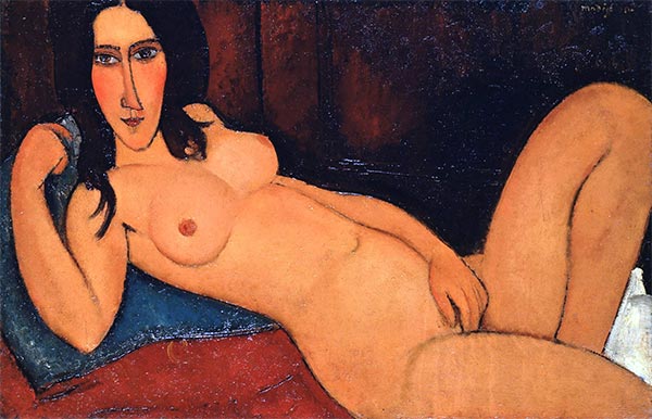 Reclining Nude with Loose Hair, 1917 | Modigliani | Painting Reproduction