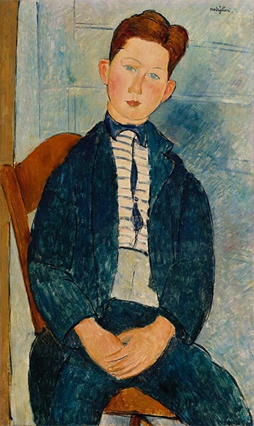 Junge in gestreiften Pullover, 1918 | Modigliani | Gemälde Reproduktion