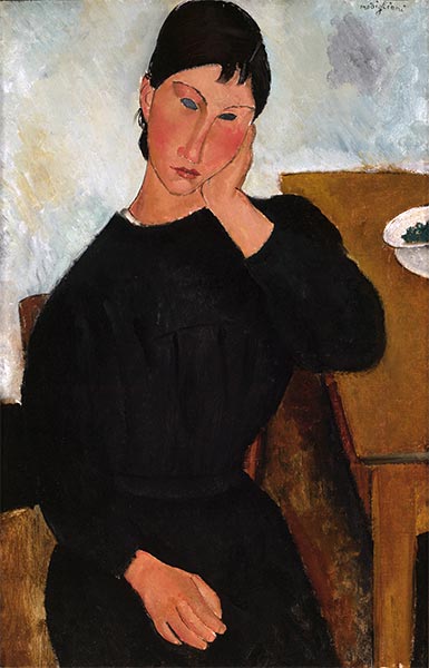 Elvira ruht an Tisch, 1919 | Modigliani | Gemälde Reproduktion