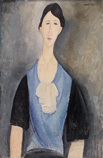 Young Woman in Blue, 1919 | Modigliani | Painting Reproduction