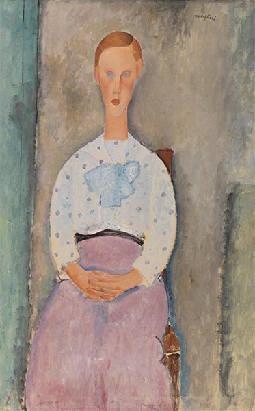 Girl with a Polka-Dot Blouse, 1919 | Modigliani | Painting Reproduction