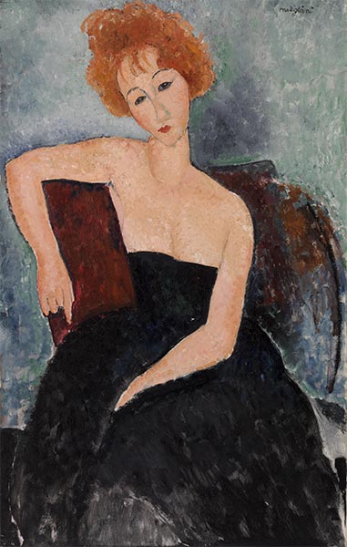 Redheaded Girl in Evening Dress, 1918 | Modigliani | Painting Reproduction