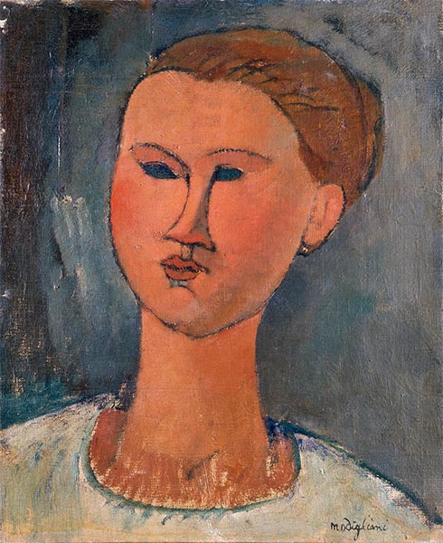 Head of a Young Lady, 1915 | Modigliani | Painting Reproduction