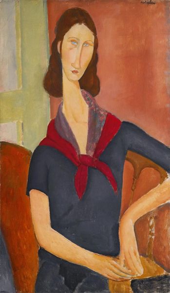 Jeanne Hébuterne with Scarf, 1919 by Modigliani | Painting Reproduction