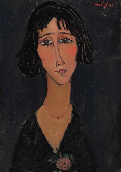 Young Woman with a Rose (Margherita), 1916 | Modigliani | Painting Reproduction