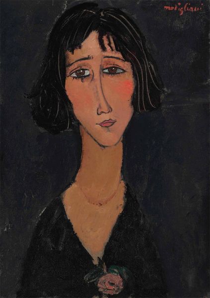 Young Woman with a Rose (Margherita), 1916 by Modigliani | Painting Reproduction
