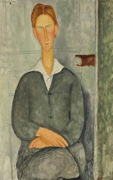Junger rothaariger Mann sitzend, 1919 von Modigliani | Gemälde-Reproduktion