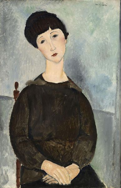 Junges brünettes Mädchen, n.d. | Modigliani | Gemälde Reproduktion