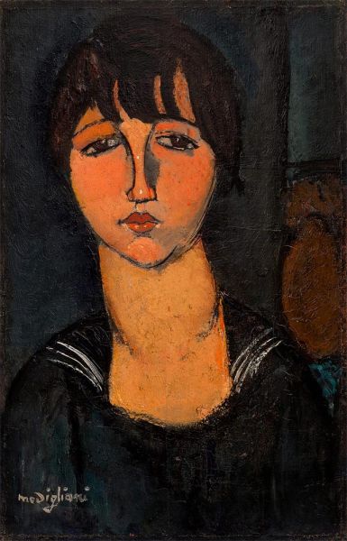 Frau im Matrosenhemd, 1916 | Modigliani | Gemälde Reproduktion