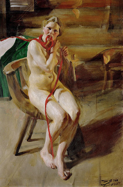 Nackt Geflecht ihr Haar, 1907 | Anders Zorn | Gemälde Reproduktion