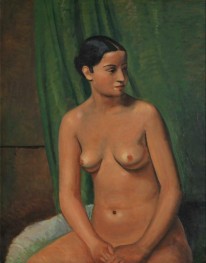 Nude Before a Green Curtain, 1923 by André Derain | Painting Reproduction