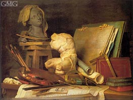 Attributes of Painting, Sculpture and Architecture, 1769 by Vallayer-Coster | Painting Reproduction