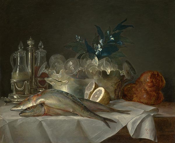 Still Life with Mackerel, 1787 by Vallayer-Coster | Painting Reproduction