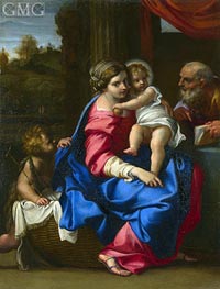 Die heilige Familie mit dem kleinen Heiligen Johannes dem Täufer, a.1600 von Annibale Carracci | Gemälde-Reproduktion