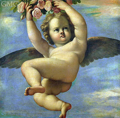 A Cherub Carrying Flowers, Undated | Annibale Carracci | Painting Reproduction