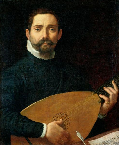 Portrait of a Lute Player, c.1593/94 by Annibale Carracci | Painting Reproduction