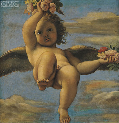 Ein Engel trägt Blumen, Undated | Annibale Carracci | Gemälde Reproduktion