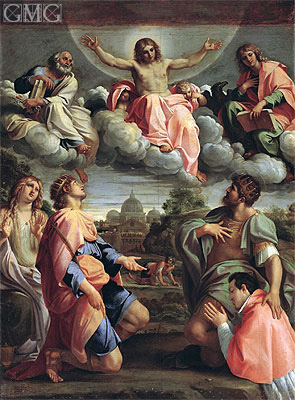 Christus in Herrlichkeit mit den Heiligen, c.1597/98 | Annibale Carracci | Gemälde Reproduktion