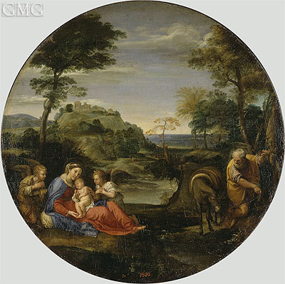 Holy Family (Rest on the Flight into Egypt), c.1604 by Annibale Carracci | Painting Reproduction