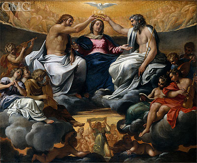 Die Krönung der Jungfrau, a.1595 | Annibale Carracci | Gemälde Reproduktion