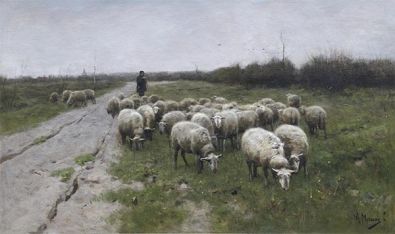Shepherd with Sheep | Anton Mauve | Painting Reproduction 18352